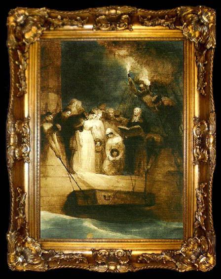 framed  george jones the burial at sea of sir david wilkie, ta009-2